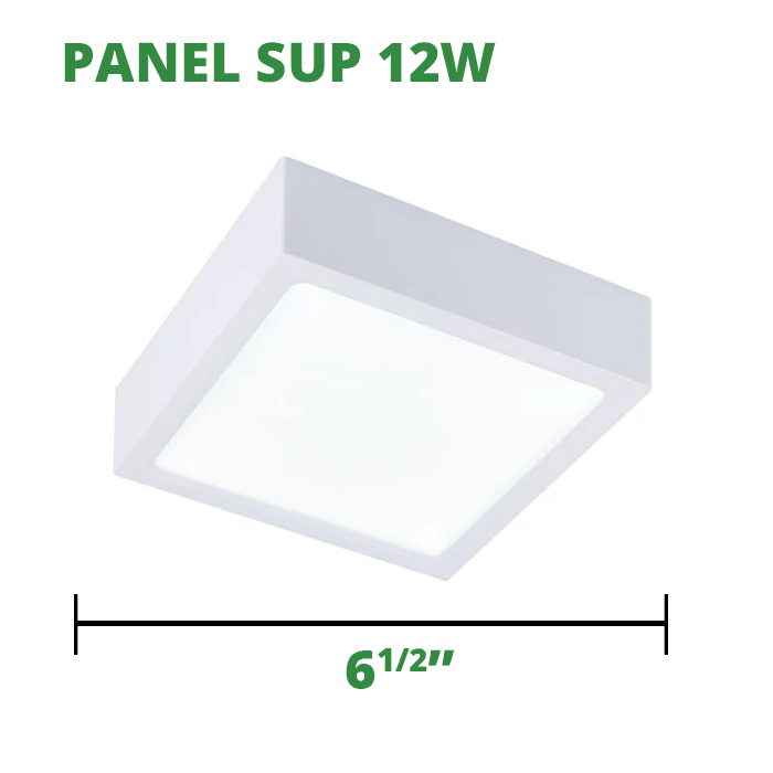 Panel Led cuadrado Superficie 12W. Lampara de techo Voltaje: AC85-265V Grado de protección IP 20 Temperatura del color (K) 3500/6500 Angulo de apertura (°) Ancho 120° Flujo luminoso (lm) 100*WATTS Vida útil (h) 30.000